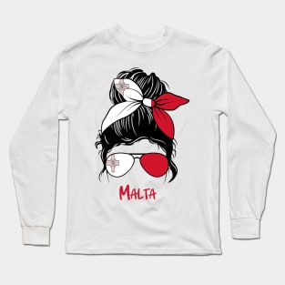 Malta girl, Malta Flag, Malta gift heritage,   Maltese girlfriend, Long Sleeve T-Shirt